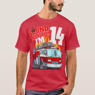 Ich bin 14 Feuerwehrmann Geburtstag Feuerwehrauto T-Shirt