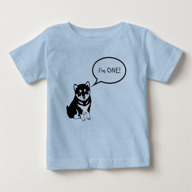Ich bin 1 Dog Speech Bubble 2 Blue Baby Shirt (Vorderseite)