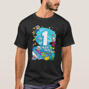 Ich bin 1 Jahr alt Ozean Scuba Diver Land Tiere Bi T-Shirt