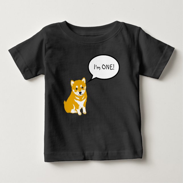 Ich bin 1 Shiba Inu Sprechblase 2 Black Baby T-Shi T-shirt (Vorderseite)