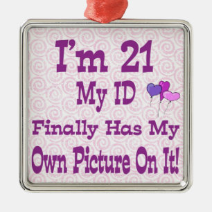 Ich bin 21 ID-Schmuck Silbernes Ornament