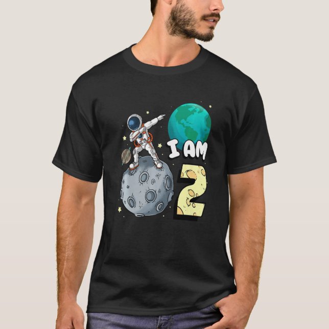 Ich bin 2 Space Astronaut Kid Moon Walker 2. Gebur T-Shirt (Vorderseite)