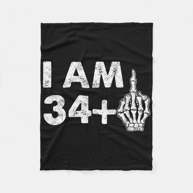 Ich bin 35 Jahre alt Funny Skeleton Middle Finger  Fleecedecke (Vorderseite)