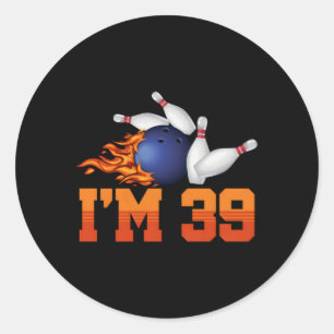 Ich bin 39 Bowling Ball Sports Player 39. Runder Aufkleber