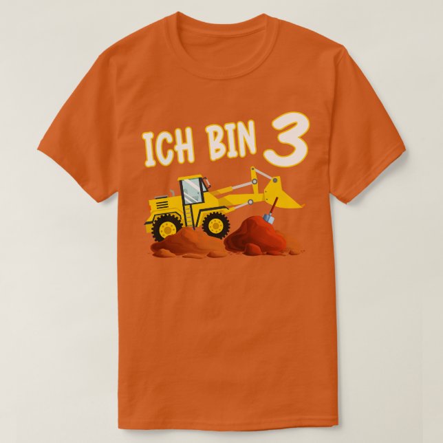 Ich bin 3 Bagger Kinder Geburtstag T-Shirt (Design vorne)
