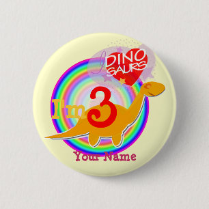 Ich bin 3, die Geburtstag Dinosaurier Ihr Button