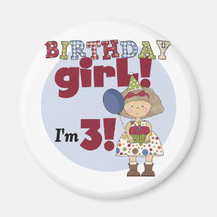 Ich bin 3 Geburtstag Girl Tshirts und Geschenke Magnet