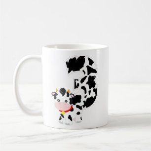 Ich bin 3-jähriges 3-jähriges Kuh-Farm-Thema Gebur Kaffeetasse