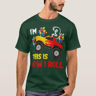 Ich bin 3. So Roll Monster Truck 3. Geburtstag T-Shirt