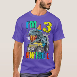 Ich bin 3 so Roll Monster Truck Dinosaurier T-Shirt