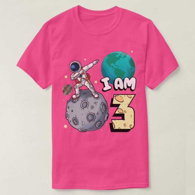 Ich bin 3 Space Astronaut Kid Moon Walker 3. Gebur T-Shirt (Design vorne)