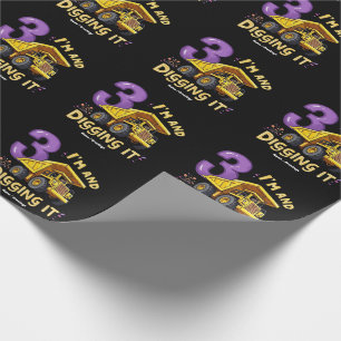 Ich bin 3 und finde es toll 3. Geburtstag Bau Geschenkpapier