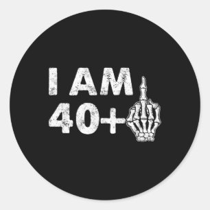 Ich bin 41 Jahre alt Spaß Skelett Middle Finger 41 Runder Aufkleber