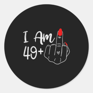 Ich bin 49 Plus 1 Mittelfinger Lustiger 50. Geburt Runder Aufkleber