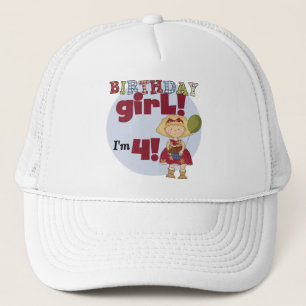 Ich bin 4 Geburtstag Girl T - Shirt und Geschenke Truckerkappe