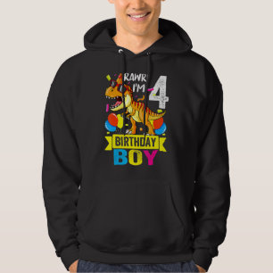 Ich bin 4. Geburtstag Junge Dinosaurier Rex 4 Jahr Hoodie