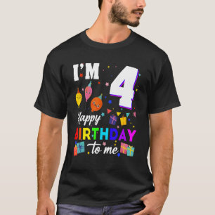 Ich bin 4 Jahre alt glücklich Geburtstag zu mir 4. T-Shirt
