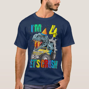 Ich bin 4. Lass uns Monster Truck Dinosaurier zerd T-Shirt