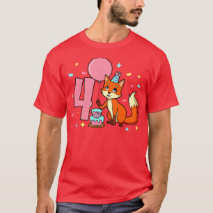 Ich bin 4 mit Fuchs-Mädchen Geburtstag 4 Jahre alt T-Shirt