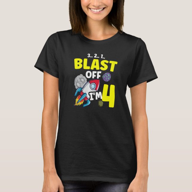 Ich bin 4 Science Future Scientist Happy Birthday  T-Shirt (Vorderseite)
