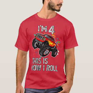 Ich bin 4 so Roll 4 Geburtstags Monster Truc T-Shirt