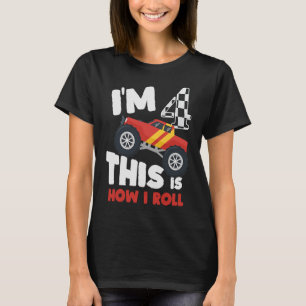 Ich bin 4. So Roll ich Niedliches Monster-LKW-Cost T-Shirt