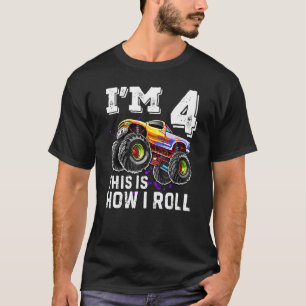 Ich bin 4 So Roll Monster Truck 4. Geburtstag T-Shirt