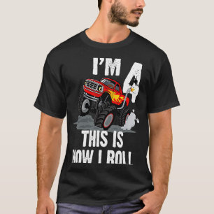 Ich bin 4 So Roll Monster Truck 4. Geburtstag T-Shirt