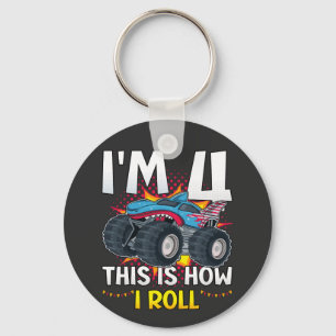 Ich bin 4 So rolle ich Monster Truck Button Schlüsselanhänger