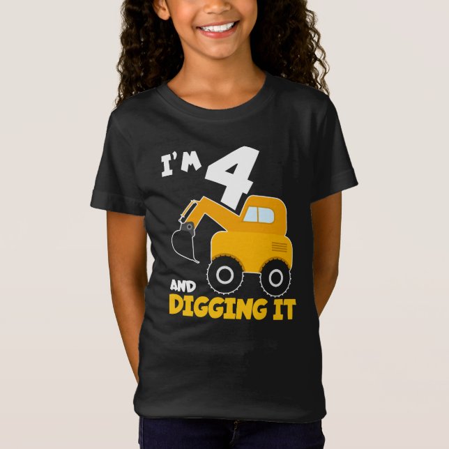Ich bin 4 und graben es T-Shirt (Vorderseite)