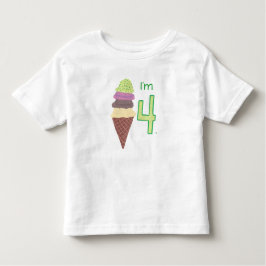 Ich bin 4, vier Schaufeln Eiscreme auf Kleinkind T-shirt