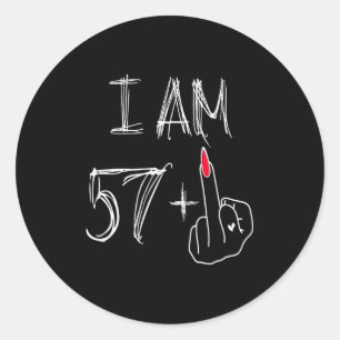 Ich bin 57 plus 1 lustig für einen 57. Geburtstag Runder Aufkleber