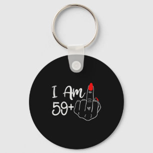 Ich bin 59 Plus 1 Mittelfinger Lustig 60. Geburtst Schlüsselanhänger