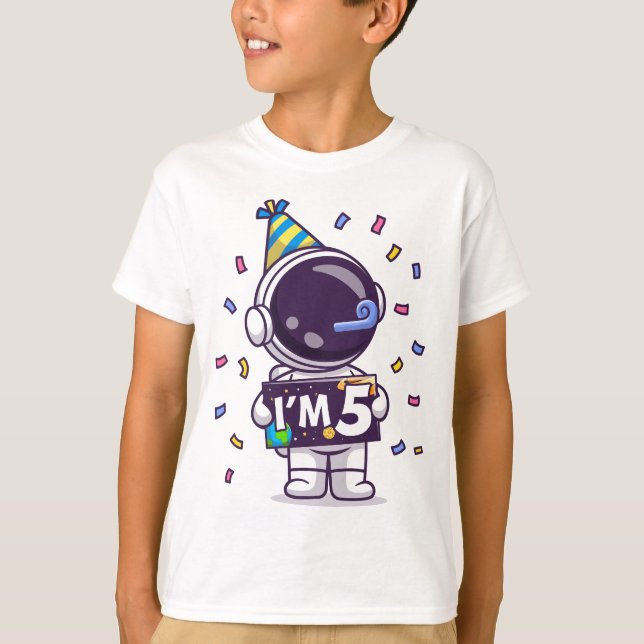 Ich bin 5 Astronaut zum Geburtstag T-Shirt (Vorderseite)