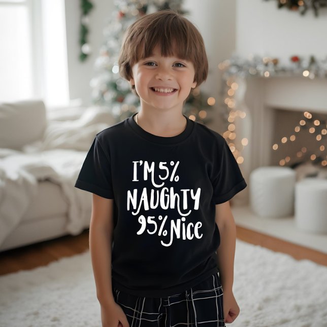 Ich bin 5 % betrügerisch 95 % in Nizza | Typografi Tri-Blend Shirt (I'm 5% Naughty 95% Nice | Typography Christmas Tri-Blend Shirt)