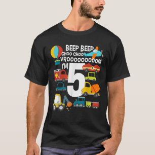 Ich bin 5 Geburtstag Junge 5. Tag Züge Cars Flugze T-Shirt