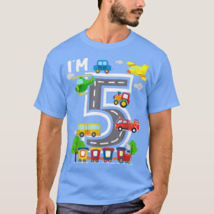 Ich bin 5 Geburtstag Junge 5th Bday Train Car Fire T-Shirt