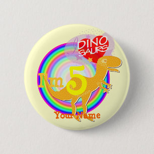 Ich bin 5 Geburtstag orange T-Rex Dino Ihr Button