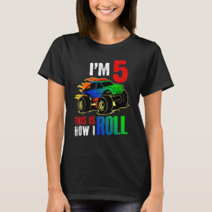 Ich bin 5 so Roll Monster LKW 5th Bir T-Shirt