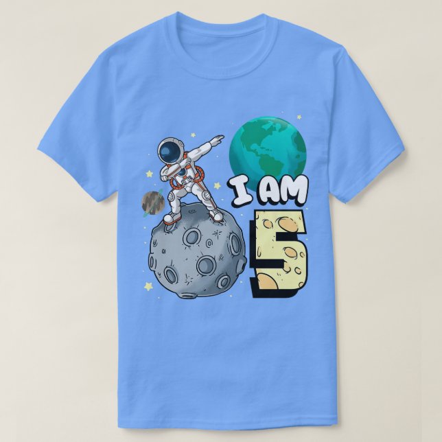 Ich bin 5 Space Astronaut Kid Moon Walker 5th Birt T-Shirt (Design vorne)
