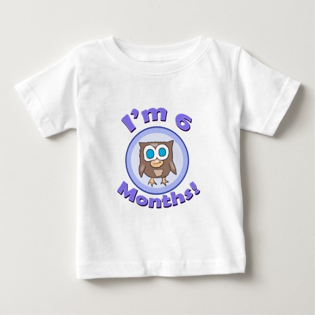 Ich bin 6 Monate Eulenbaby-Kleidung Baby T-shirt (Vorderseite)