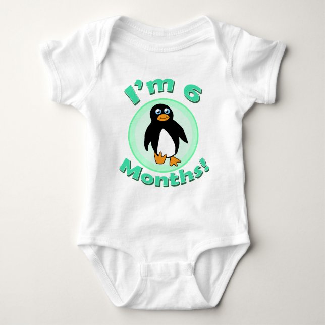 Ich bin 6 Monate Pinguinbaby-Kleidung Baby Strampler (Vorderseite)