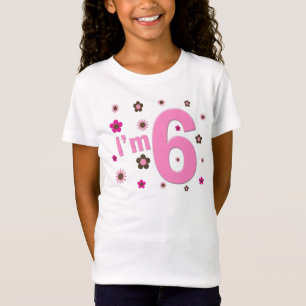 Ich bin 6 Rosa-und Brown-Blumen T-Shirt