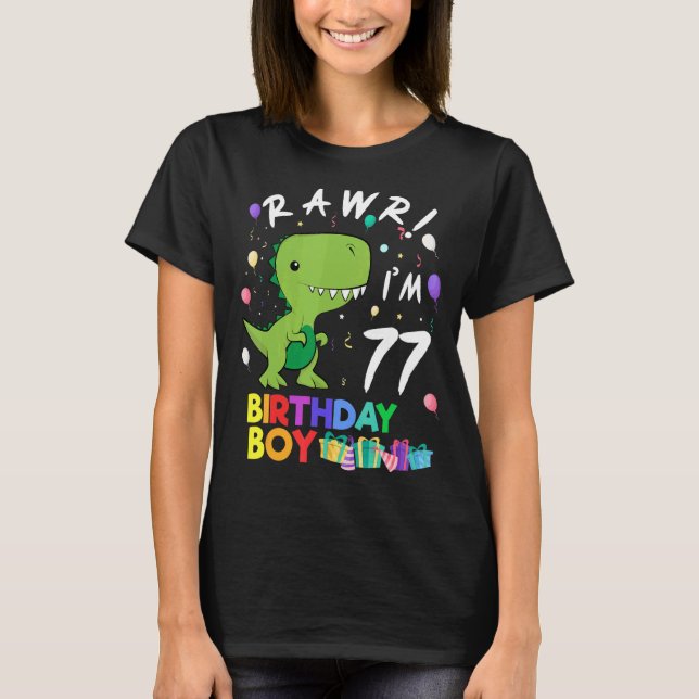 Ich bin 77 Niedlich Dinosaurier Geburtstag T-Shirt (Vorderseite)