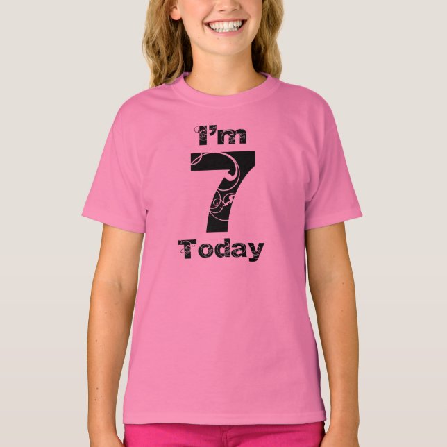 Ich bin 7 heute Mädchen Geburtstag Shirt (Vorderseite)