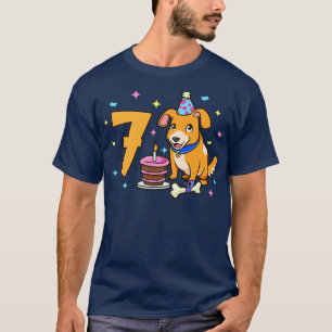 Ich bin 7 Jahre alt mit Hund Kindergeburtstag 7 Ja T-Shirt