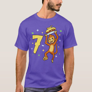 Ich bin 7 mit Affen Kindergeburtstag 7 Jahre alt T-Shirt