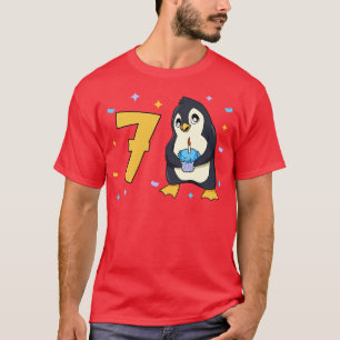 Ich bin 7 mit Pinguin Kindergeburtstag 7 Jahre alt T-Shirt