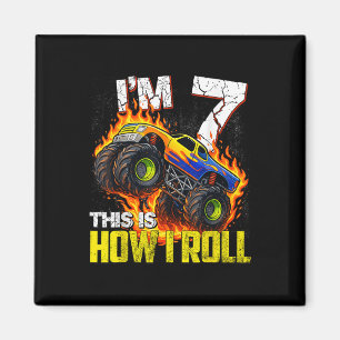 Ich bin 7 So rolle ich zum 7. Monster-Truck-Geburt Magnet