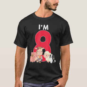 Ich bin 8 Jahre alt Geburtstag Bauer Junge Mädchen T-Shirt